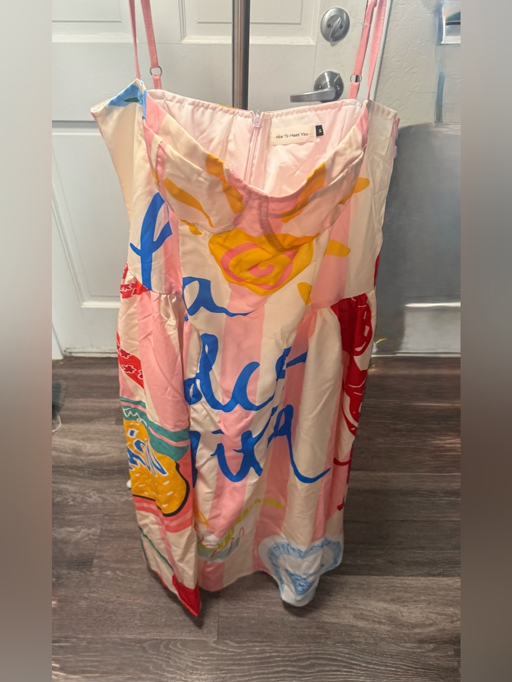 Bright Pink Multicolor Sundress with Artistic Print